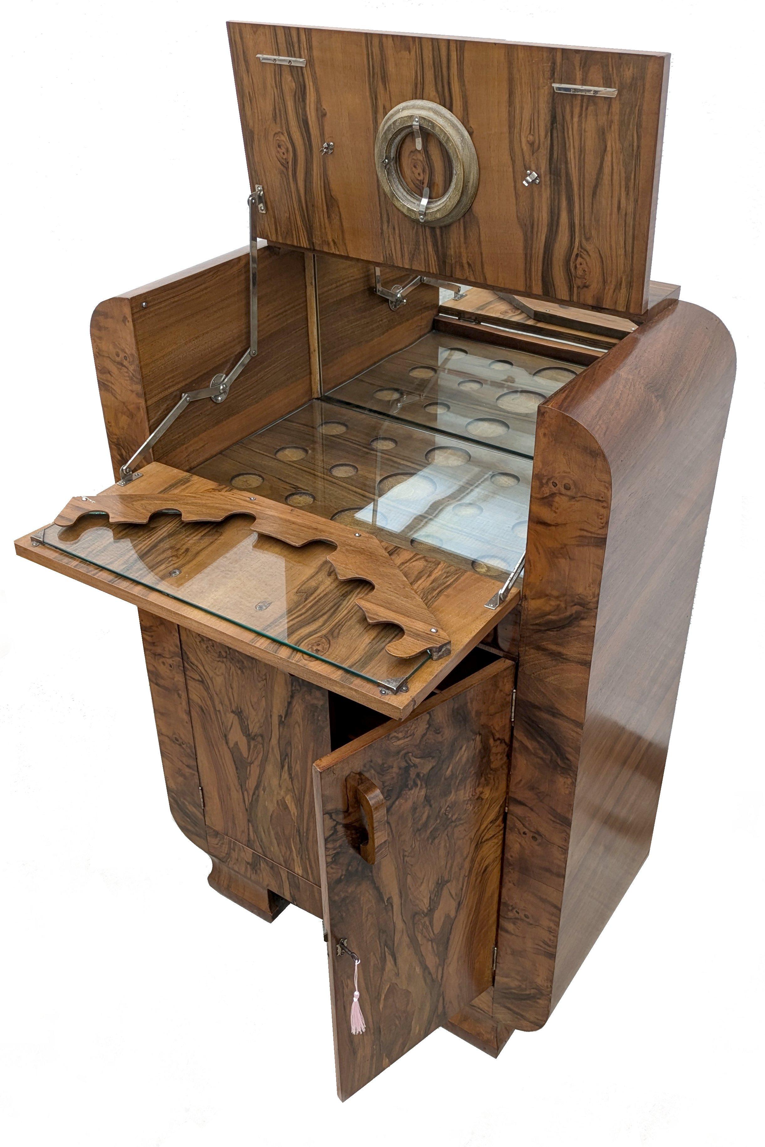 Art Deco Odeon Dry Bar Cocktail Cabinet, English, c1930 4
