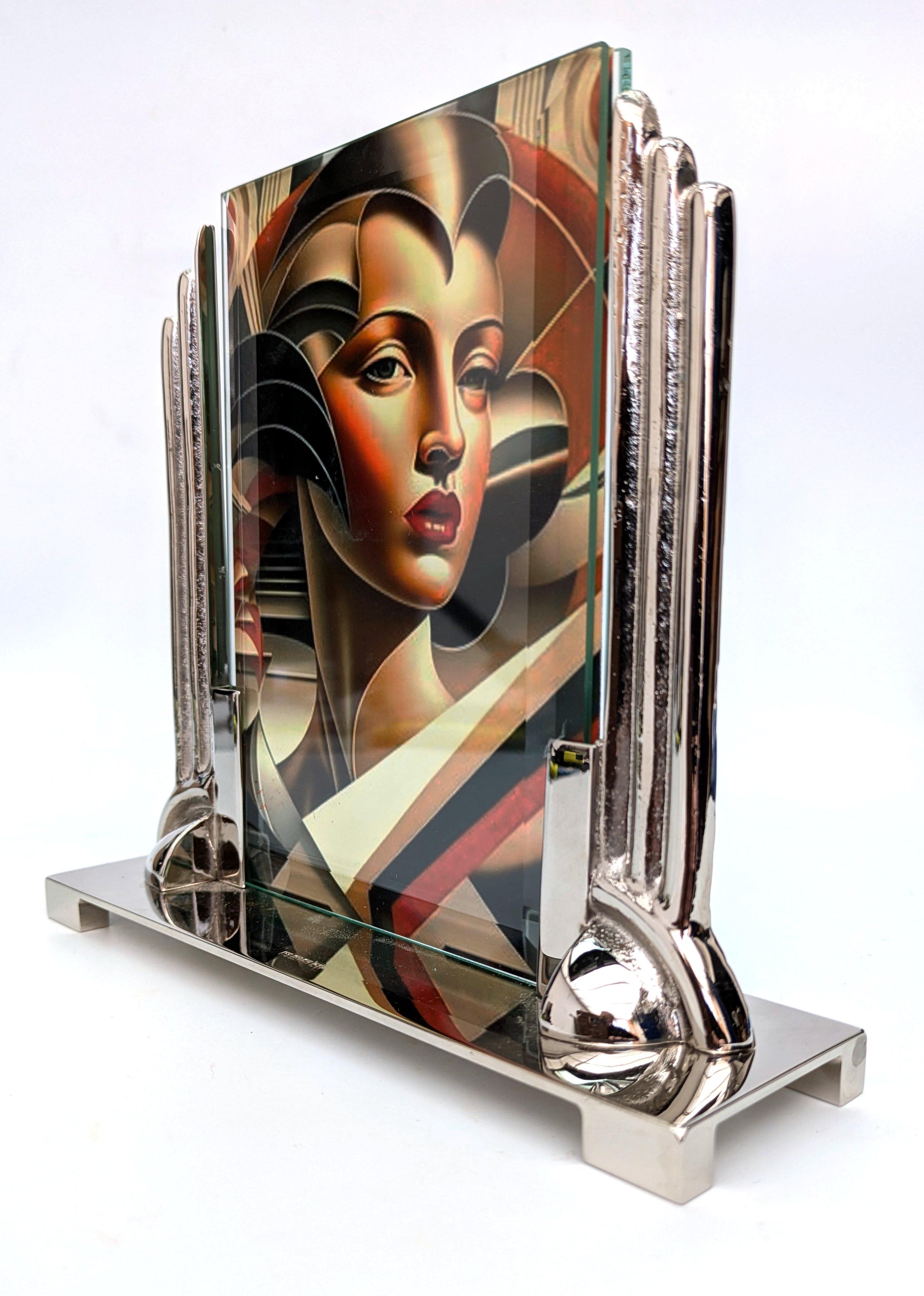 Art Deco Odeon Nickle Silver Free Standing Picture Frame, c1930 In Good Condition In Devon, England