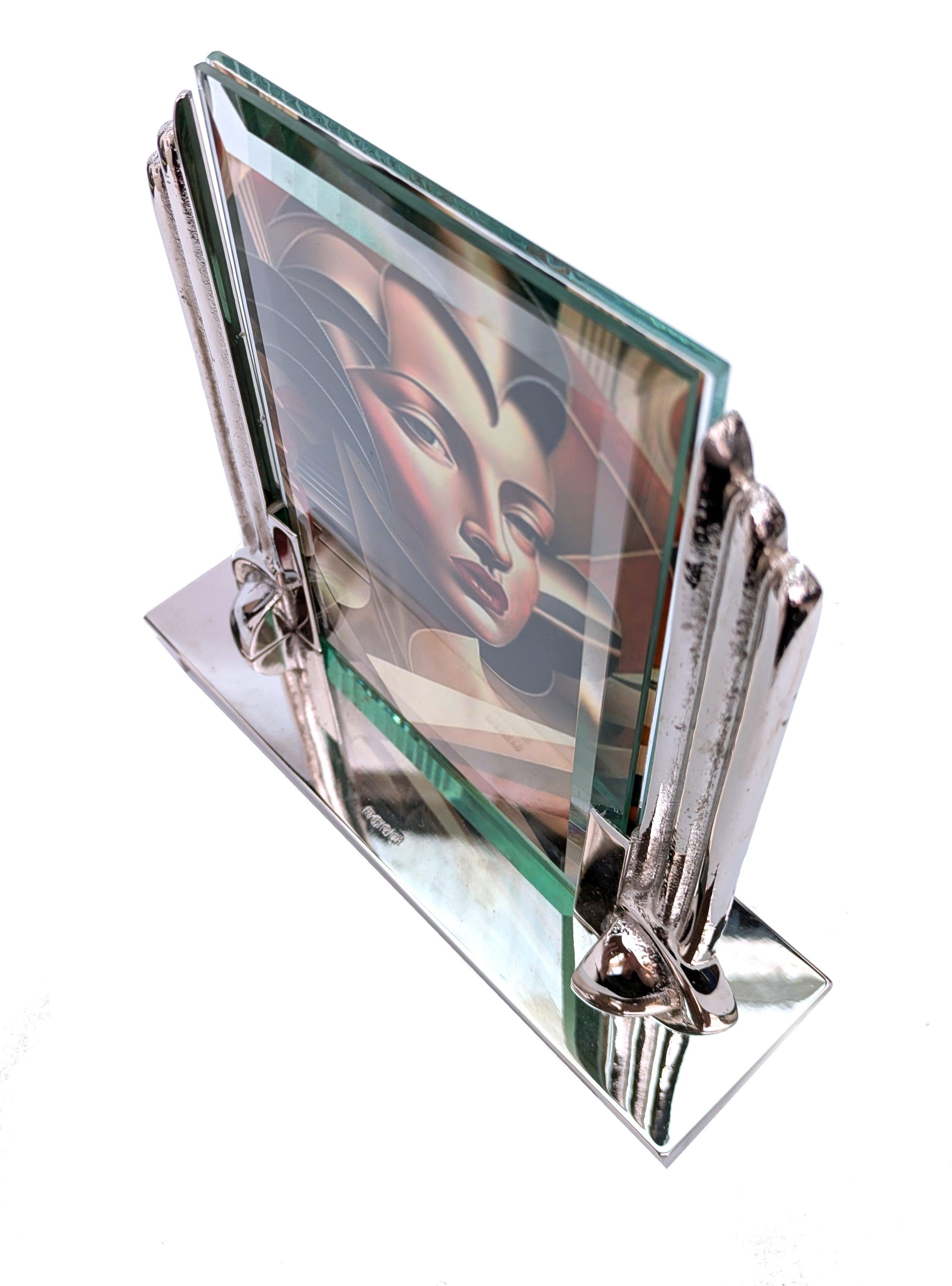 Art Deco Odeon Nickle Silver Free Standing Picture Frame, c1930 3