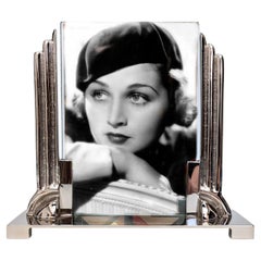 Art Deco Odeon Nickle Silver Free Standing Picture Frame, c1930