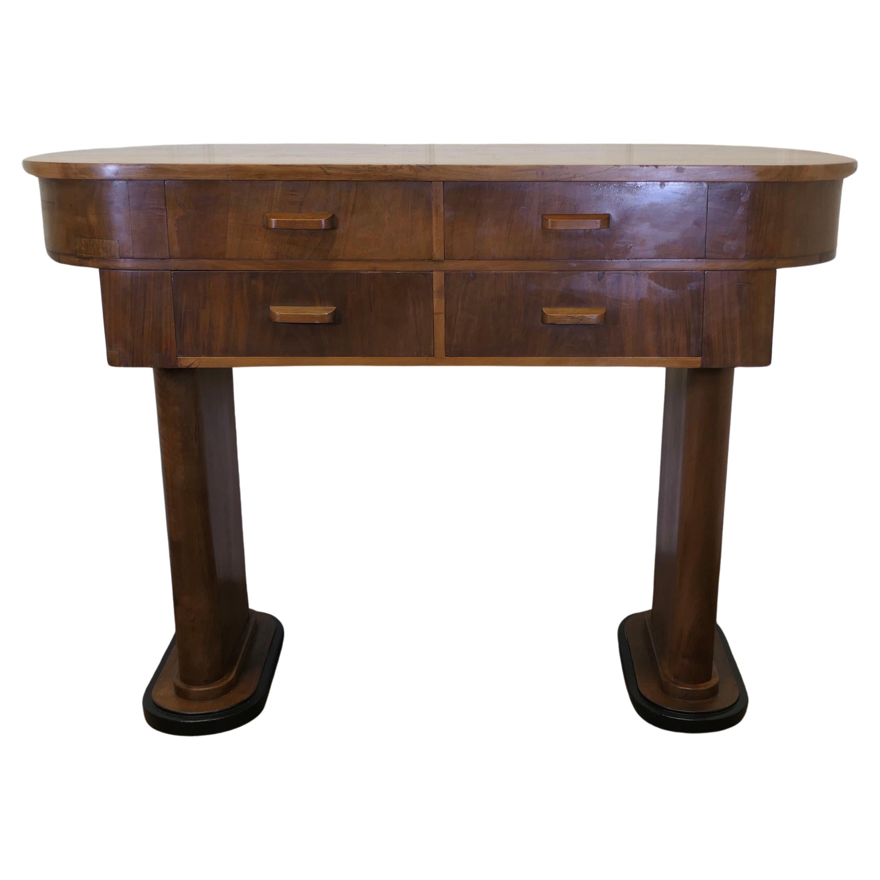 Console, table d'appoint ou comptoir d'accueil art déco en noyer, style Odéon    en vente