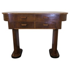 Art Deco Odeon Style Console, Side Table or Greeter in Walnut   