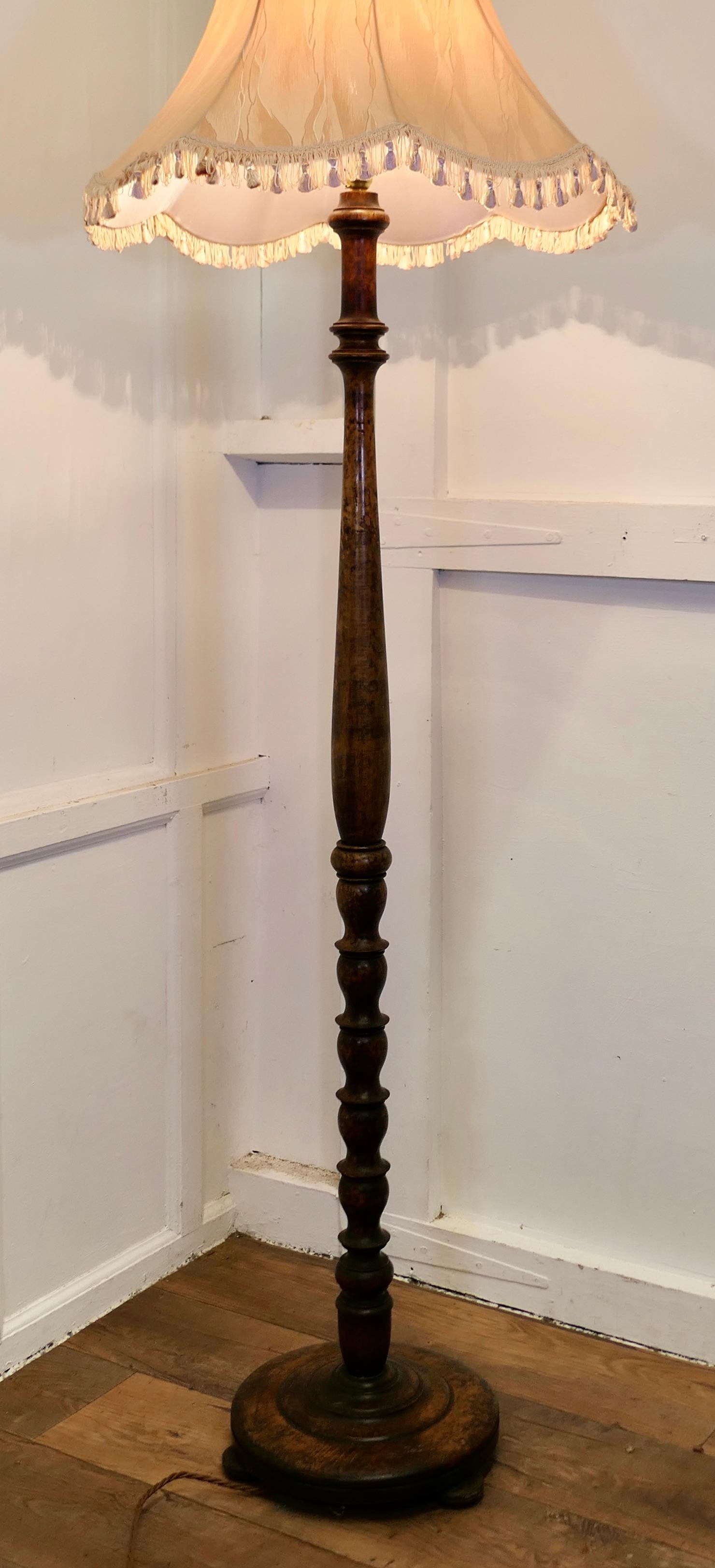 Art Deco Odeon Style Turned Burr Walnut Standard or Floor Lamp   This is a very  For Sale 1