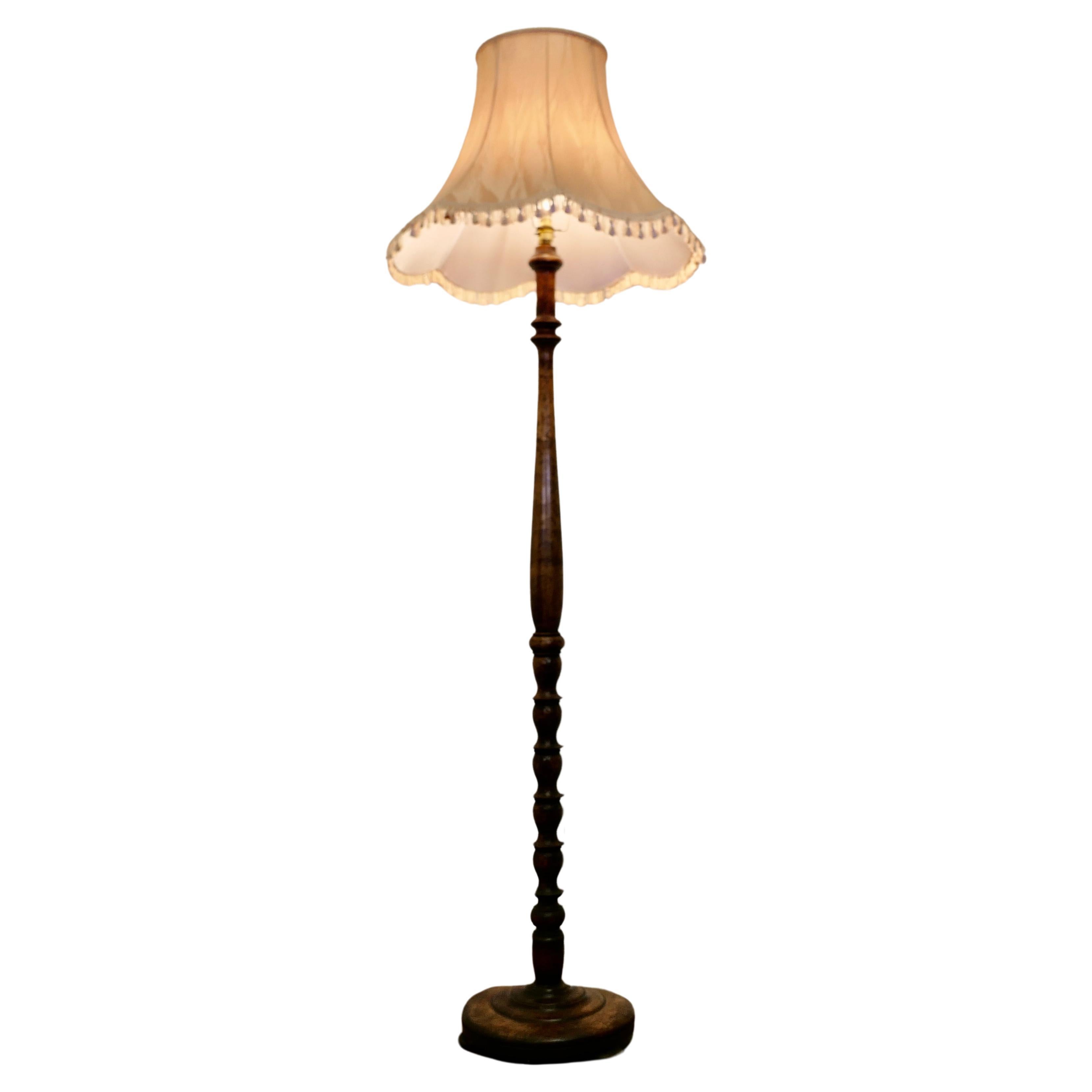 Art Deco Odeon Style Turned Burr Walnut Standard or Floor Lamp   This is a very  For Sale