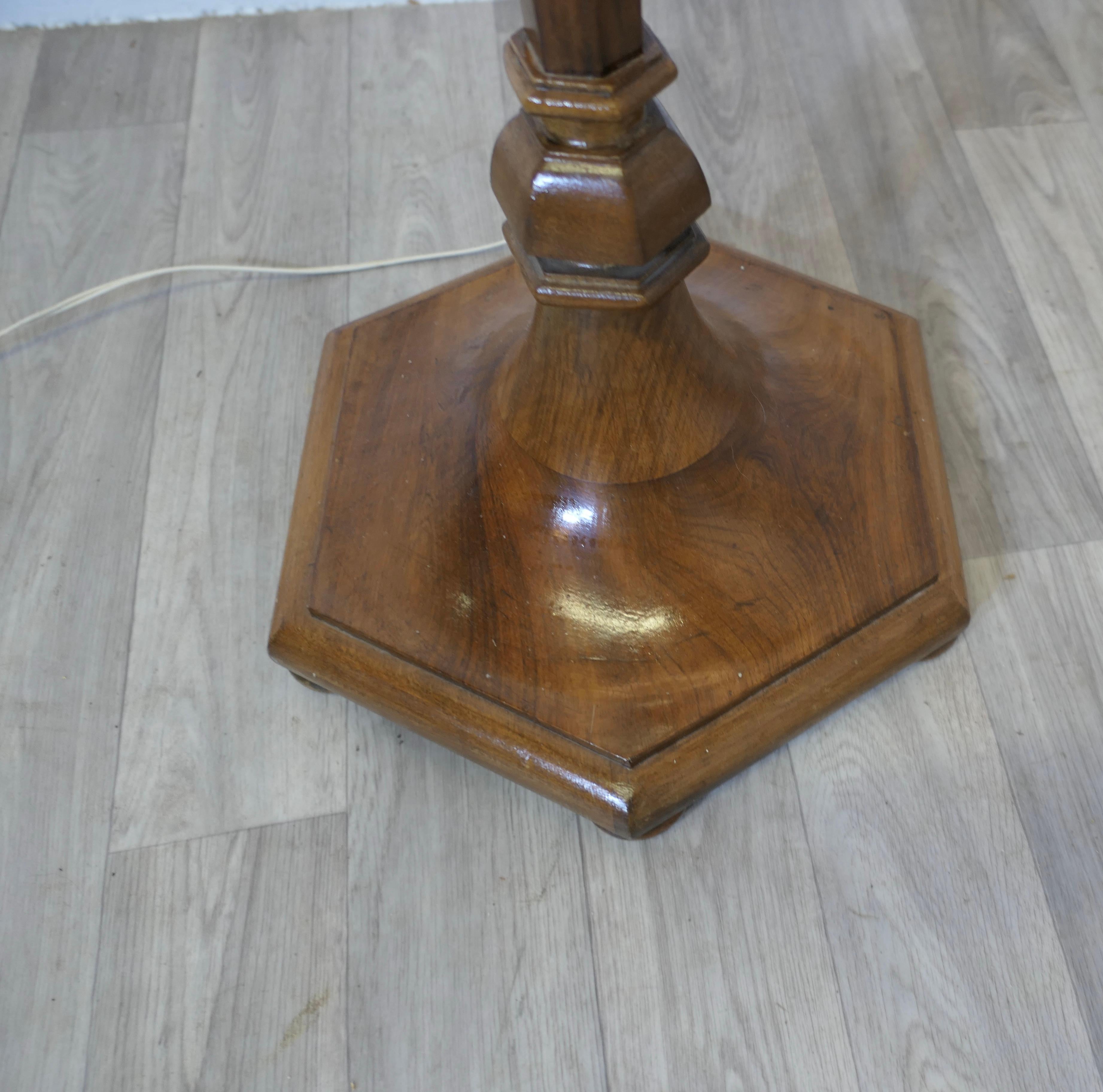 Art Deco Odeon Style Turned Walnut Standard or Floor Lamp 1