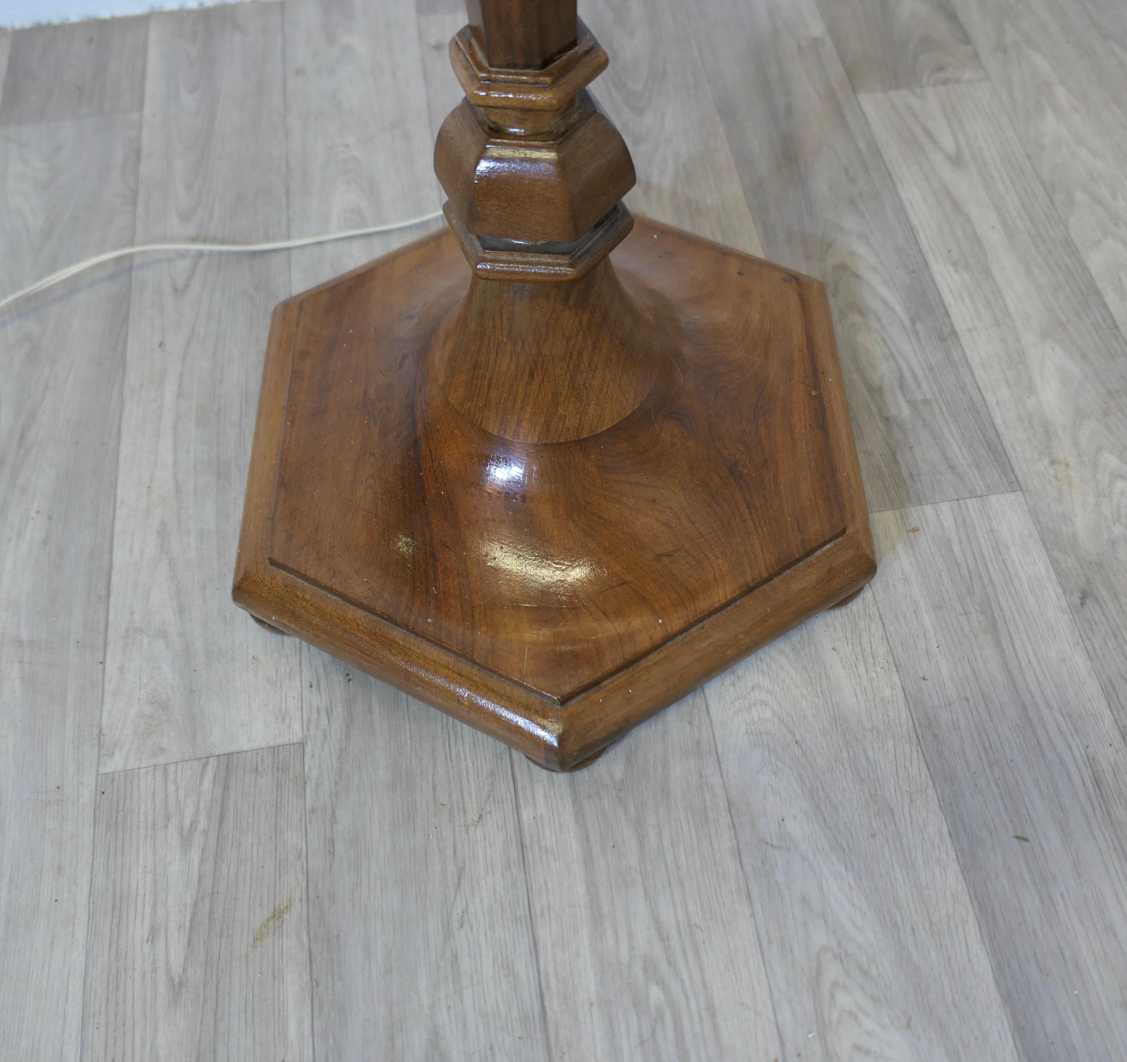 Art Deco Odeon Style Turned Walnut Standard or Floor Lamp 2