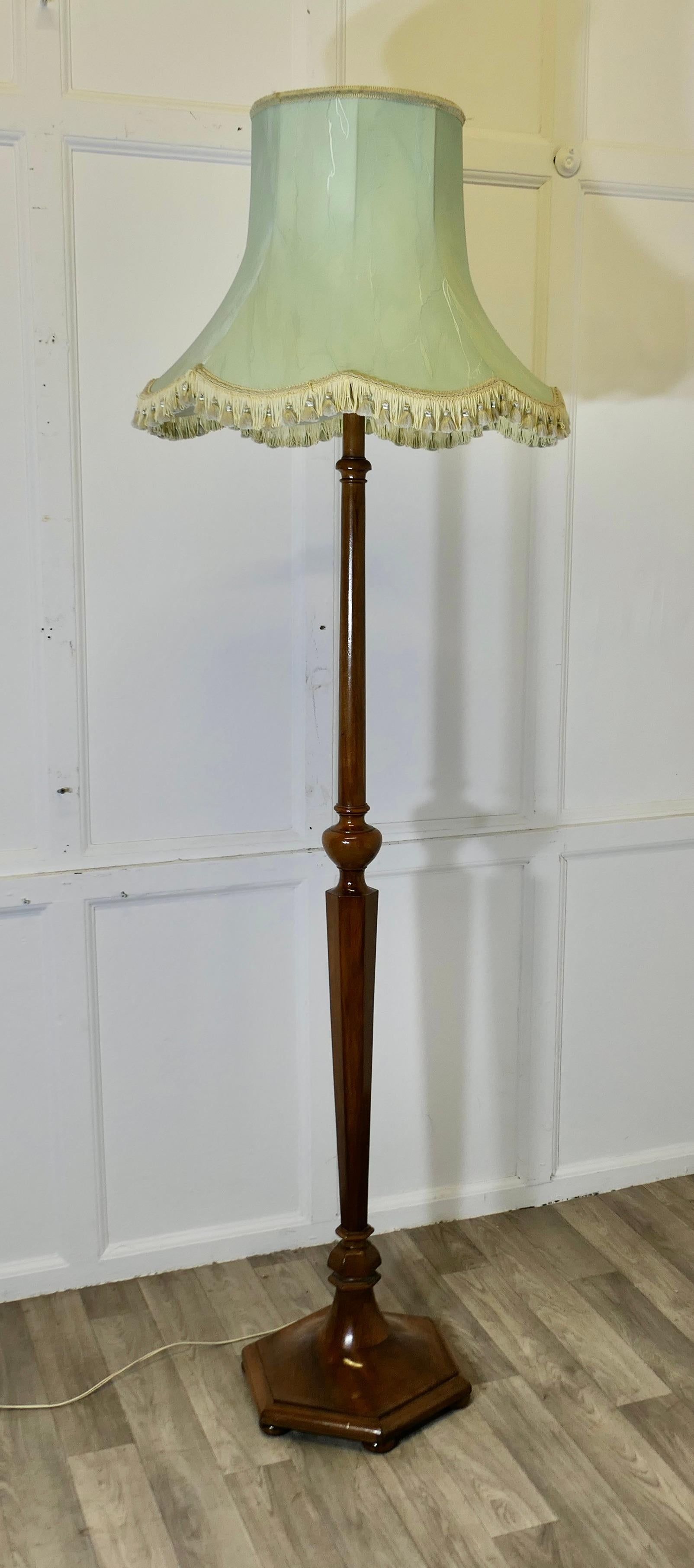 Art Deco Odeon Style Turned Walnut Standard or Floor Lamp 4
