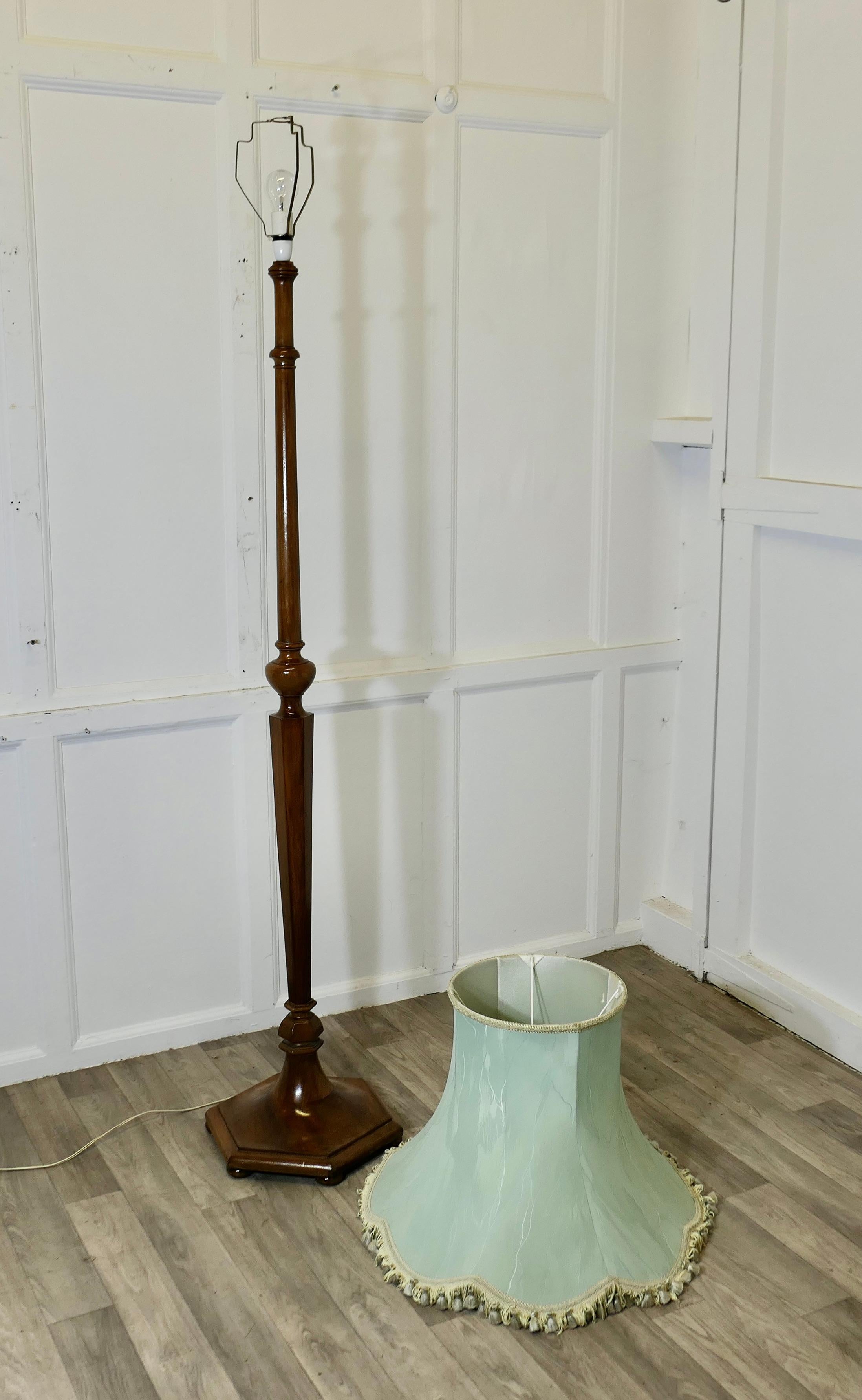 Art Deco Odeon Style Turned Walnut Standard or Floor Lamp 5