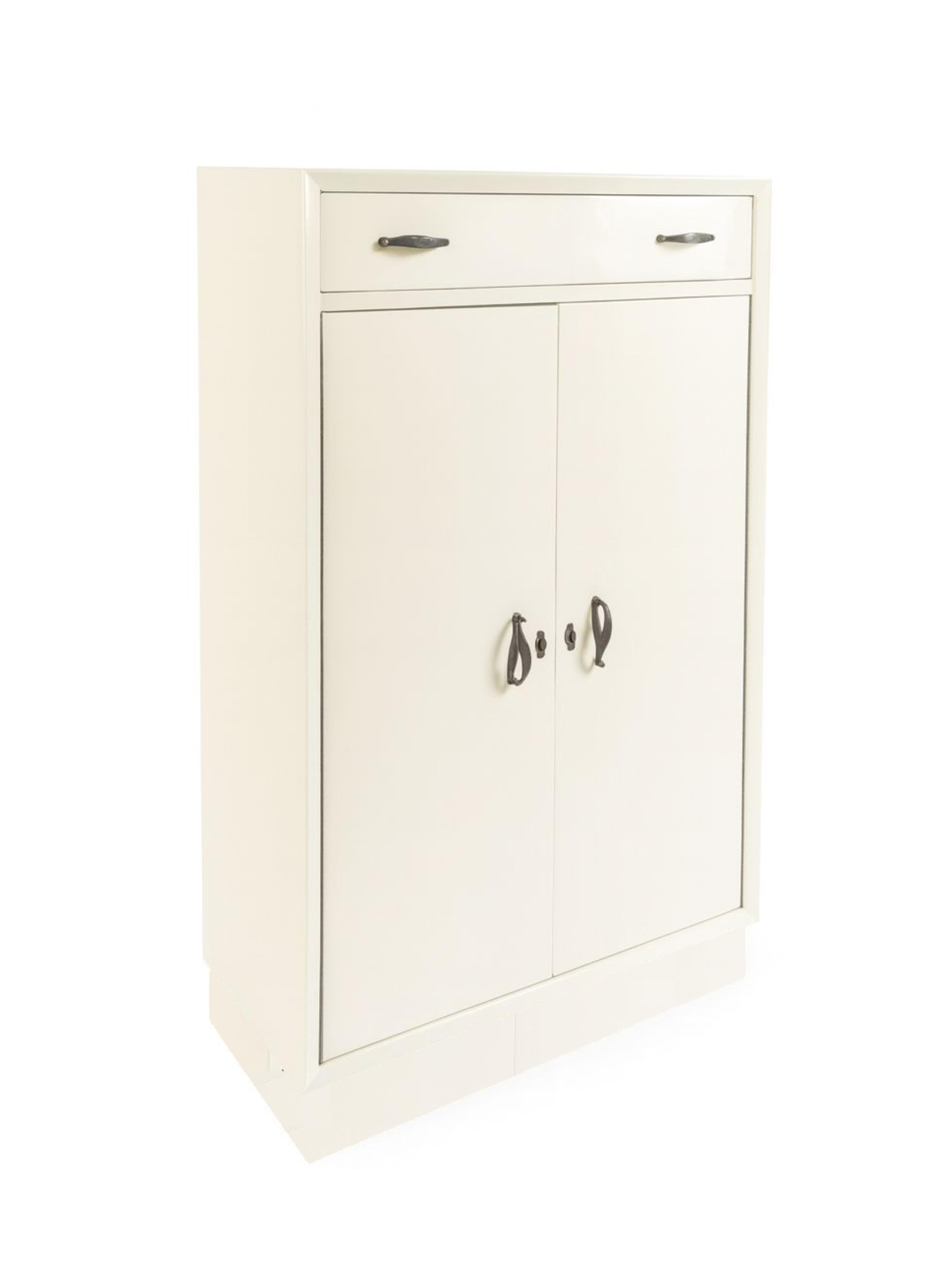 Portuguese Art Deco Off White Cabinet Cupboard, 1940s For Sale