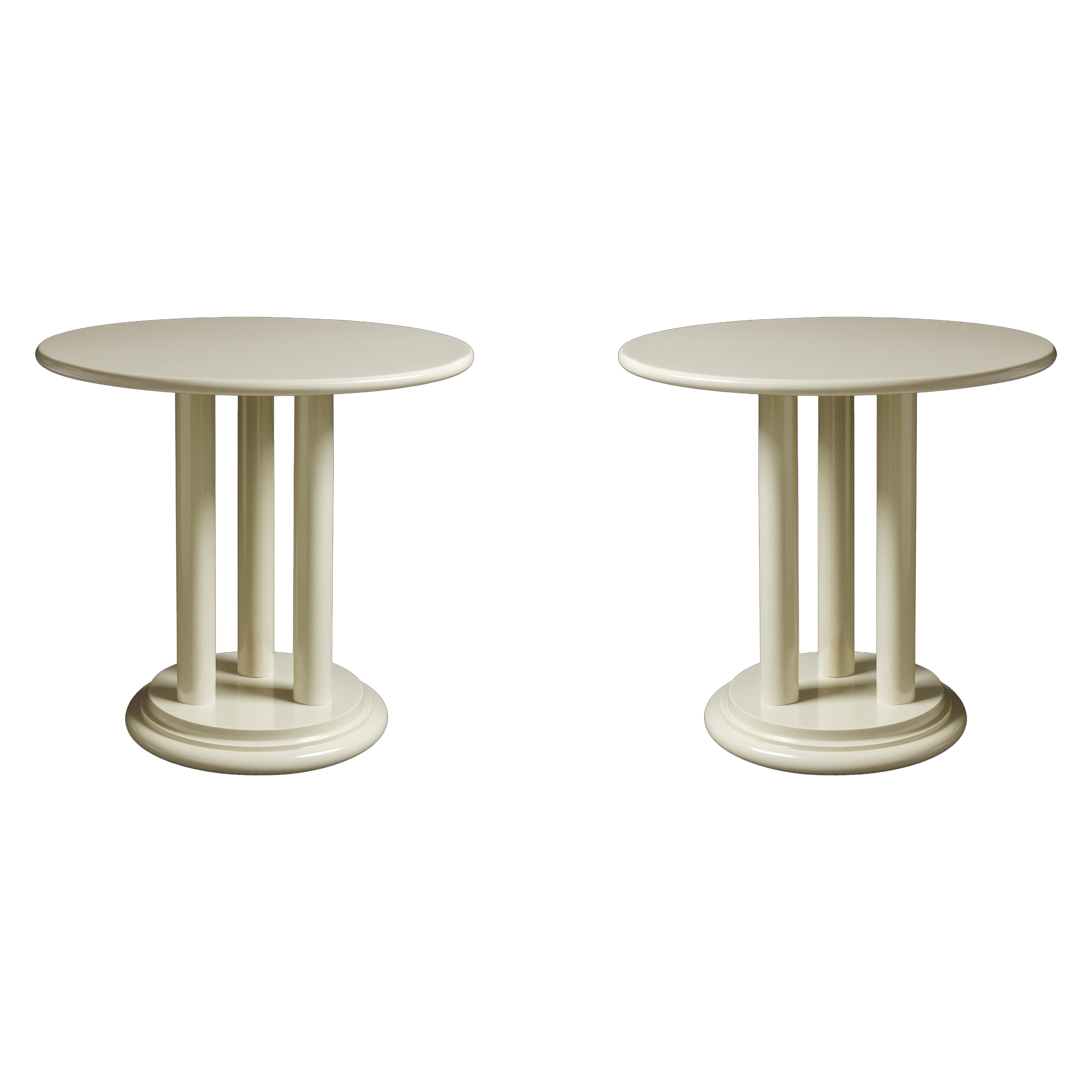 Art Deco Off White Chestnut Pedestal Table, 20th Century