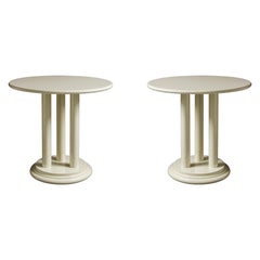 Art Deco Off White Chestnut Pedestal Table, 20th Century