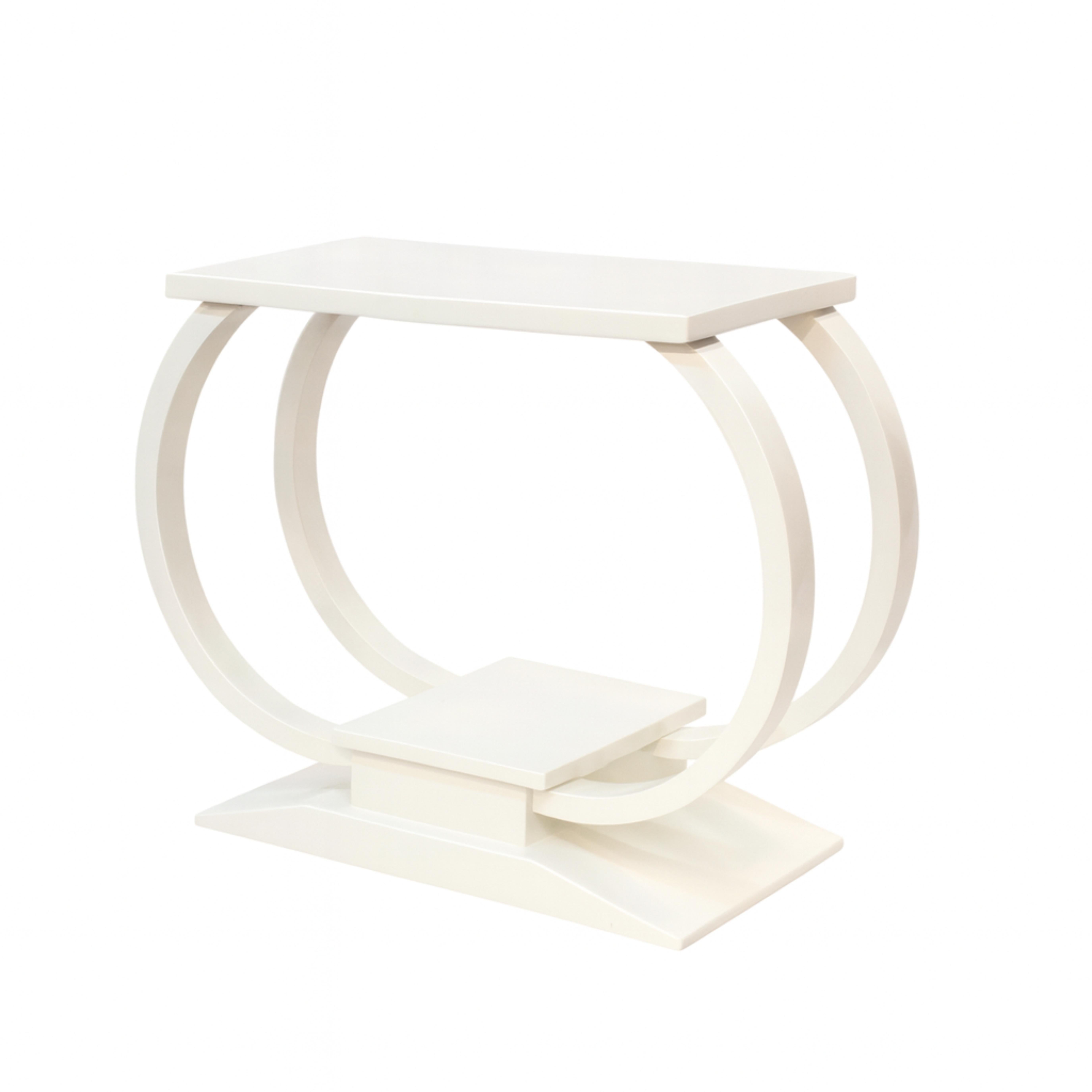Français Art Deco Off-White  Table console A Hall en laque noire, 20e siècle en vente