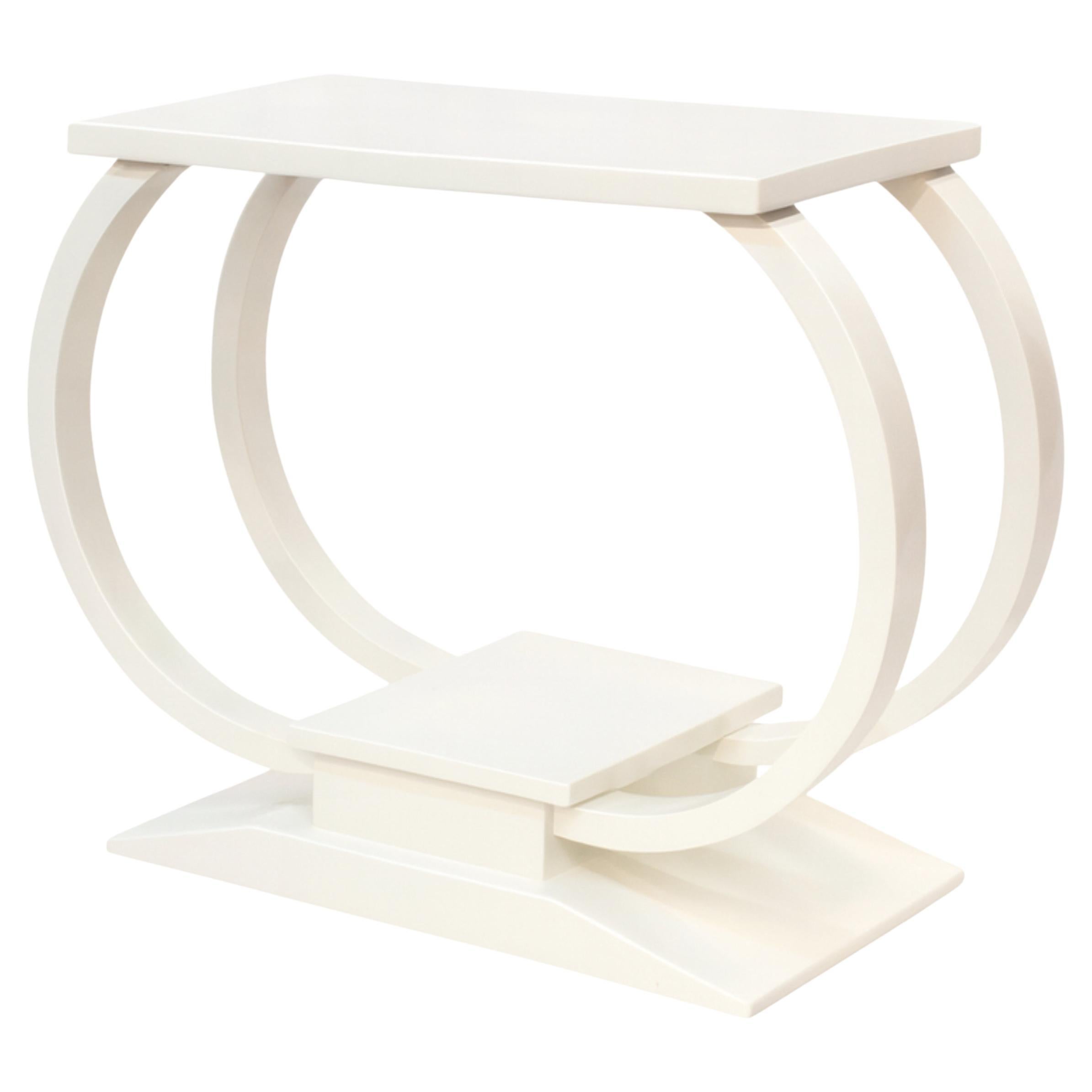 Art Deco Off-White  Table console A Hall en laque noire, 20e siècle en vente