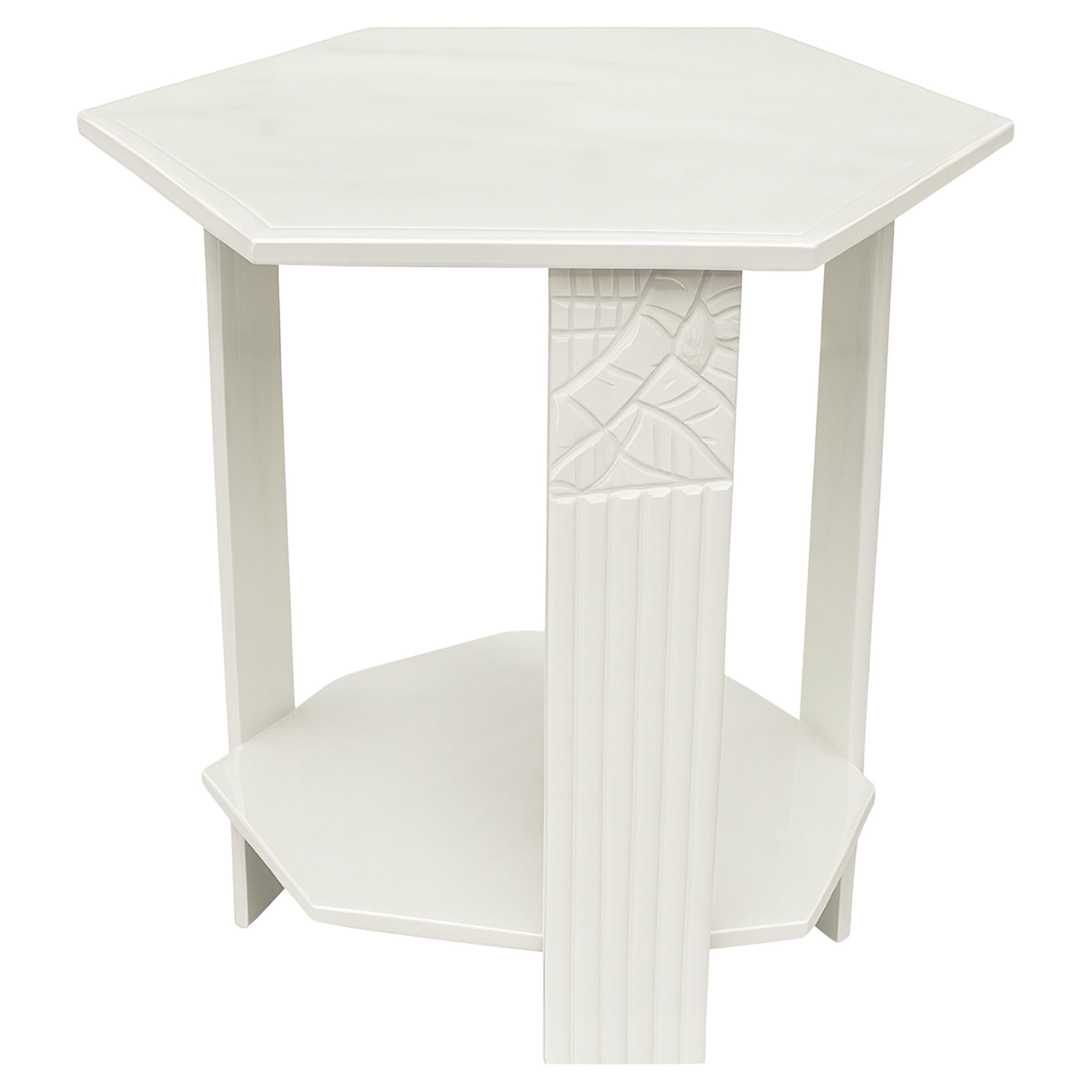 Art Deco Off-White Pedestal Side Table, 20th Century