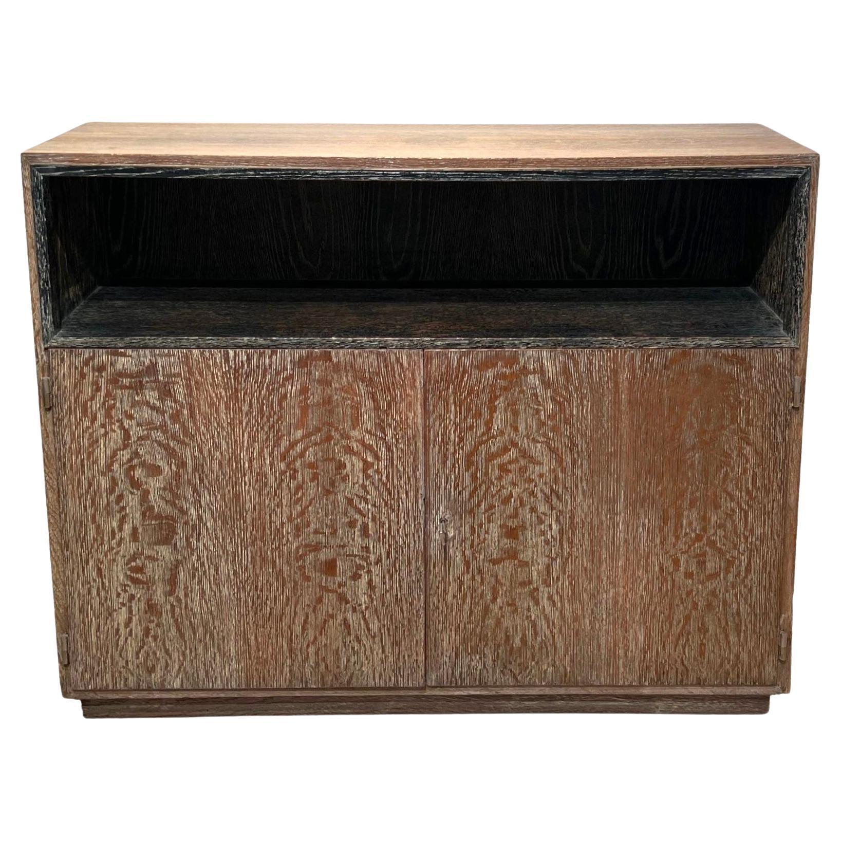 Art Deco Office Cabinet, De Coene Frères, Limed Oak, Belgium circa 1935 For Sale