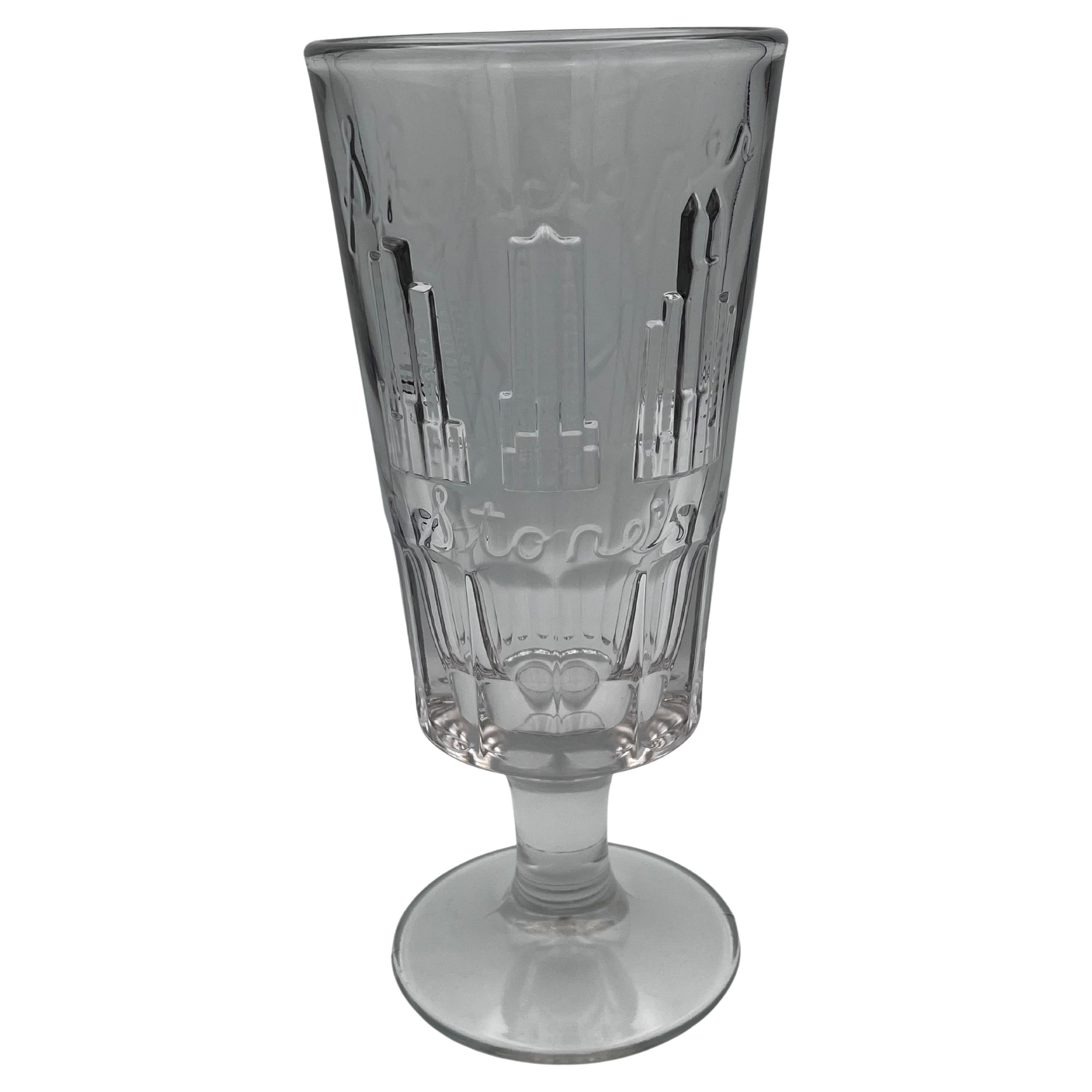 Art Deco Ohio Stone's Skyscraper "The Tallest Glass of Beer" Large Glass Stein