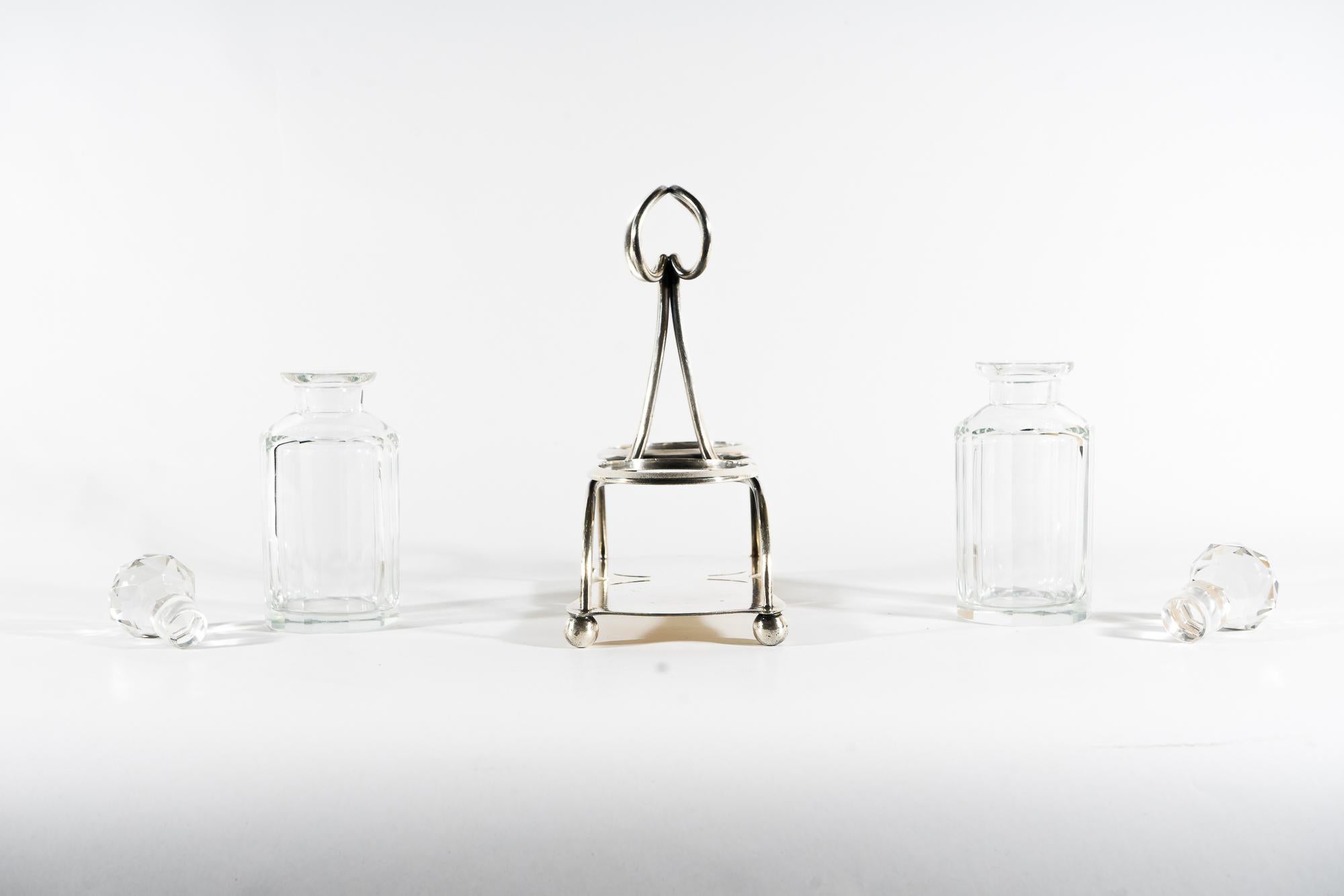 Öl- und Vinegar-Set im Art déco-Stil, Wien, um 1920 4
