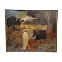 Art Deco Oil on panel by the renowned Fauvist artist Agustín Carrera