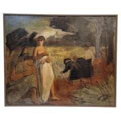 Art Deco Oil on panel by the renowned Fauvist artist Agustín Carrera