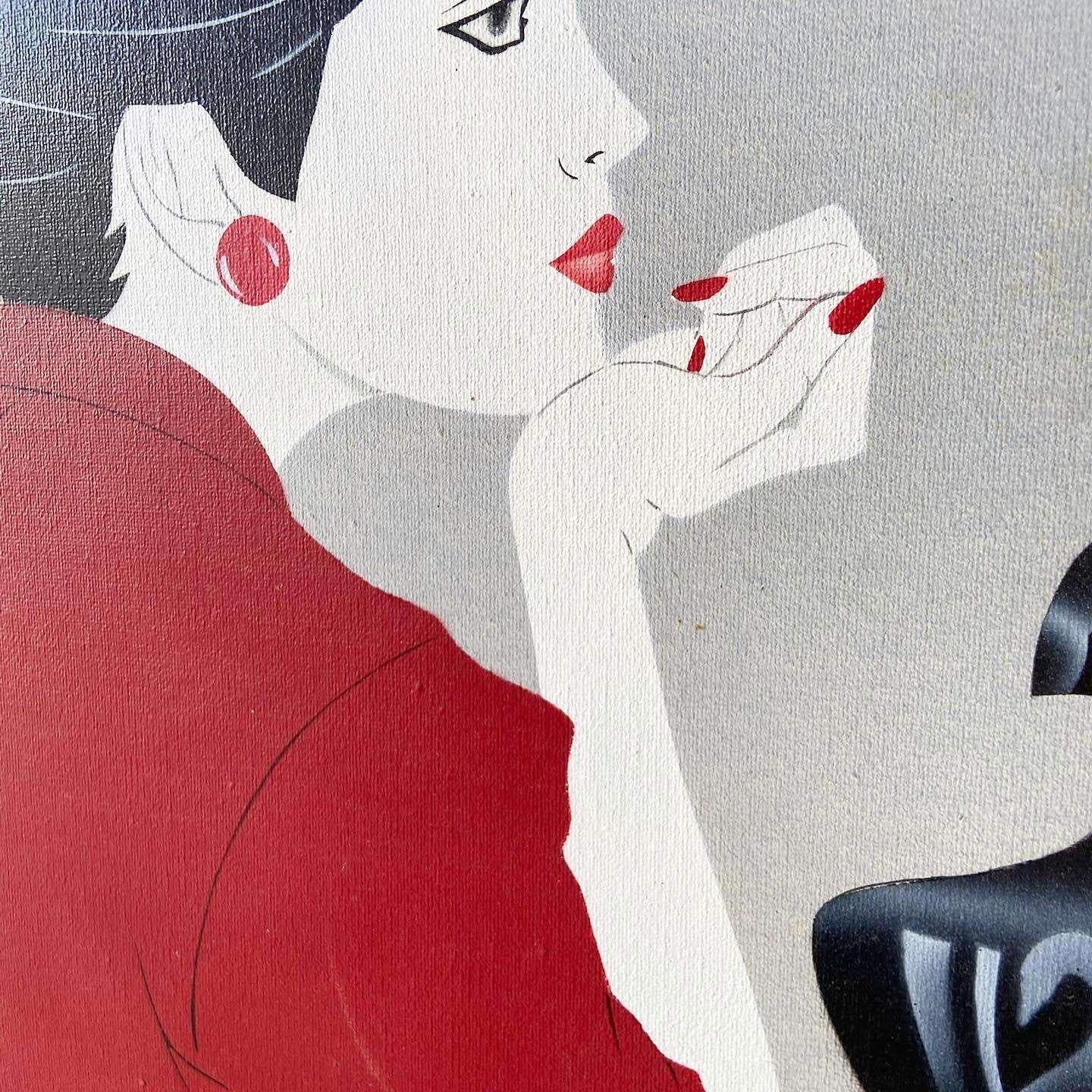 Art Deco Oil Painting Reproduction of “Suzanne” by Robert Blue, Nagel Style For Sale 1