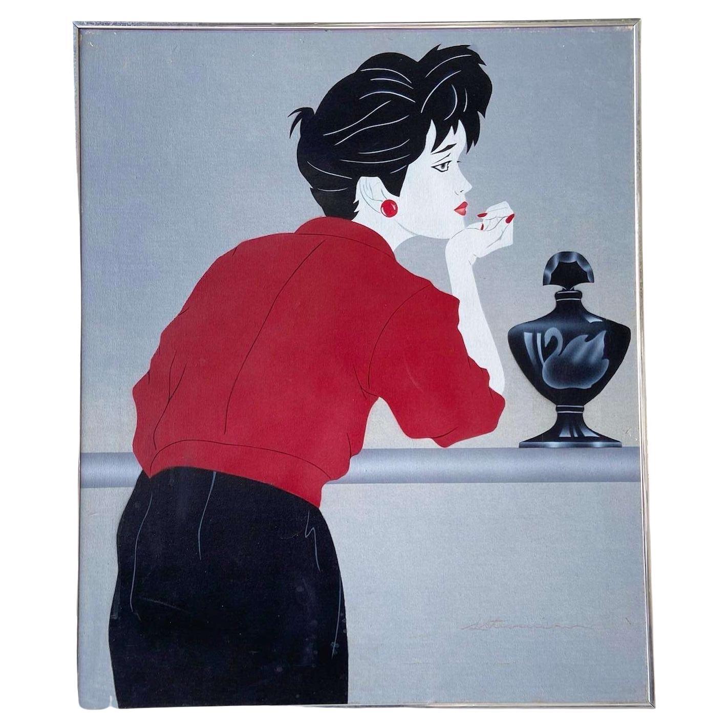 Peinture à l'huile Art Déco Reproduction de Suzanne par Robert Blue, style Nagel