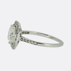 Art Deco Old Cushion Cut Diamond Cluster Ring