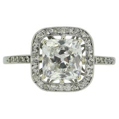 Art Deco Old Cushion Cut Diamond Cluster Ring