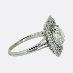 Art Deco Old Cushion Cut Diamond Engagement Ring