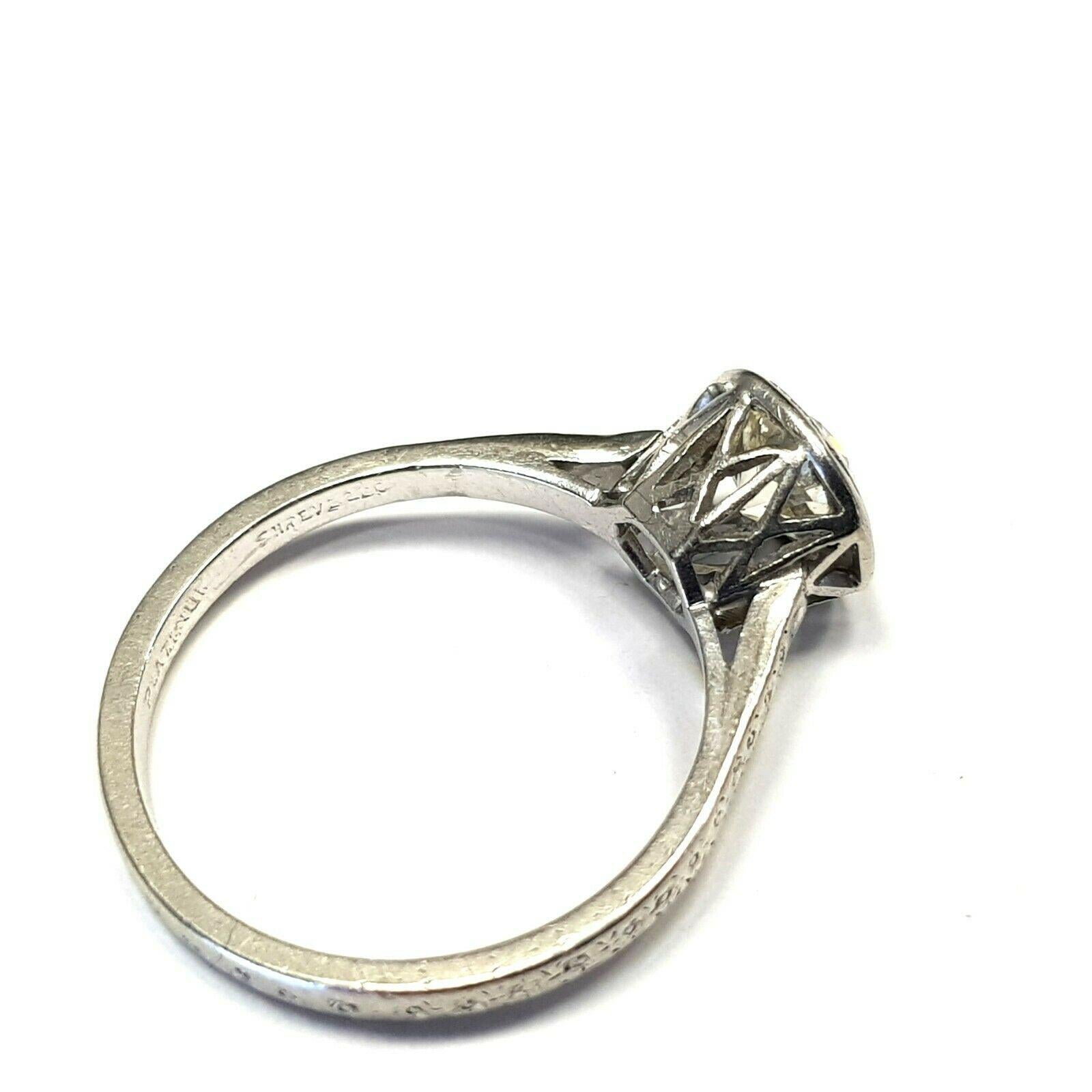Round Cut Art Deco Old Cut Diamond 0.90 Carat Engraved Diamond Ring