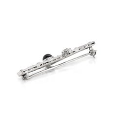Art Deco Old Cut Diamond and Onyx Platinum Brooch, Circa 1920's