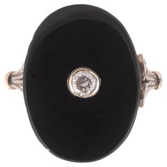 Art Deco Old Cut Diamond And Onyx Ring
