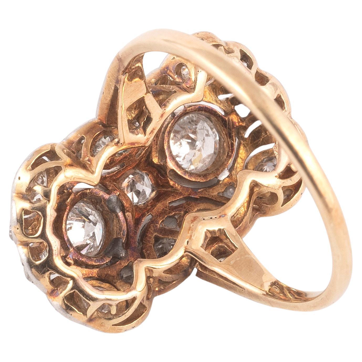 Women's or Men's Art Deco Old Cut Diamond And Platinum Ring 1910's For Sale