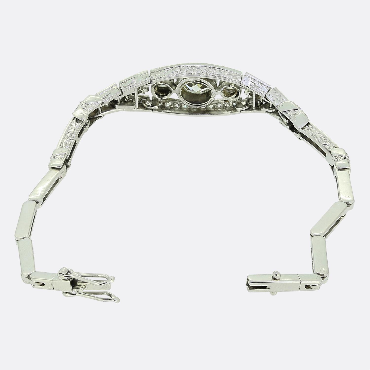 Pulsera de diamantes talla antigua Art Déco Corte europeo antiguo en venta