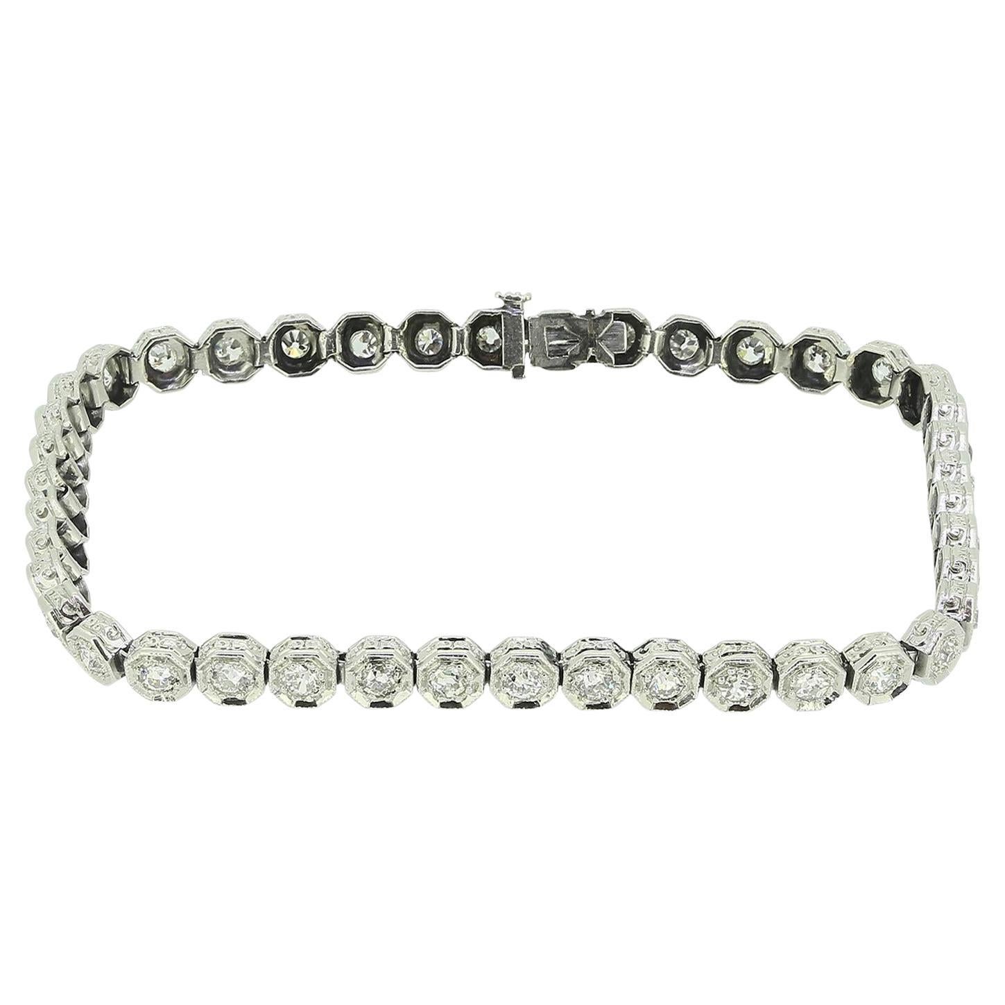 Bracelet Art déco avec diamants taille ancienne