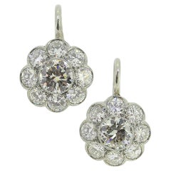 Art Deco Old Cut Diamond Cluster Earrings