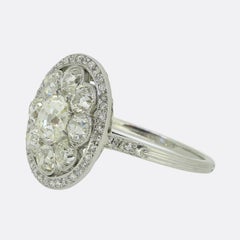 Art Deco Old Cut Diamond Cluster Ring