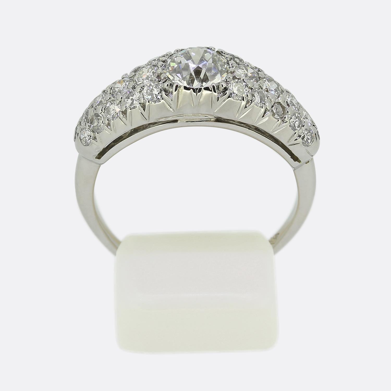Women's or Men's Art Deco Old Cut Diamond Cluster Ring For Sale