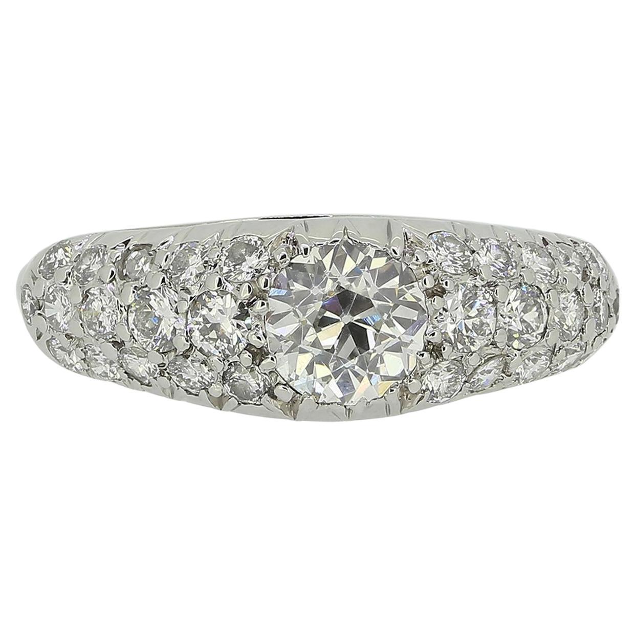 Art Deco Old Cut Diamond Cluster Ring