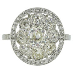 Art Deco Old Cut Diamond Cluster Ring