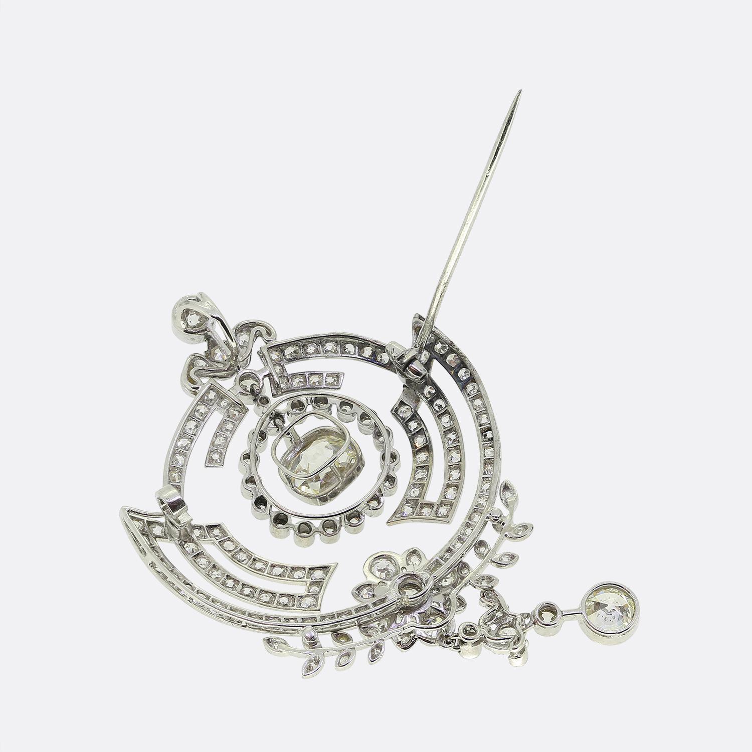 Broche gota de diamante talla antigua Art Déco Art Decó