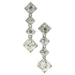 Art Deco Old Cut Diamond Drop Earrings