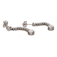 Art Deco Altschliff Diamant-Tropfen-Ohrringe aus Platin gefasst