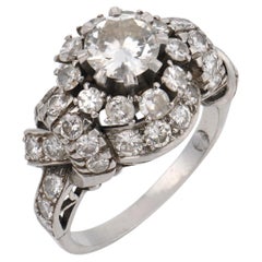 Art Deco Altschliff Diamant Platin Bombenring