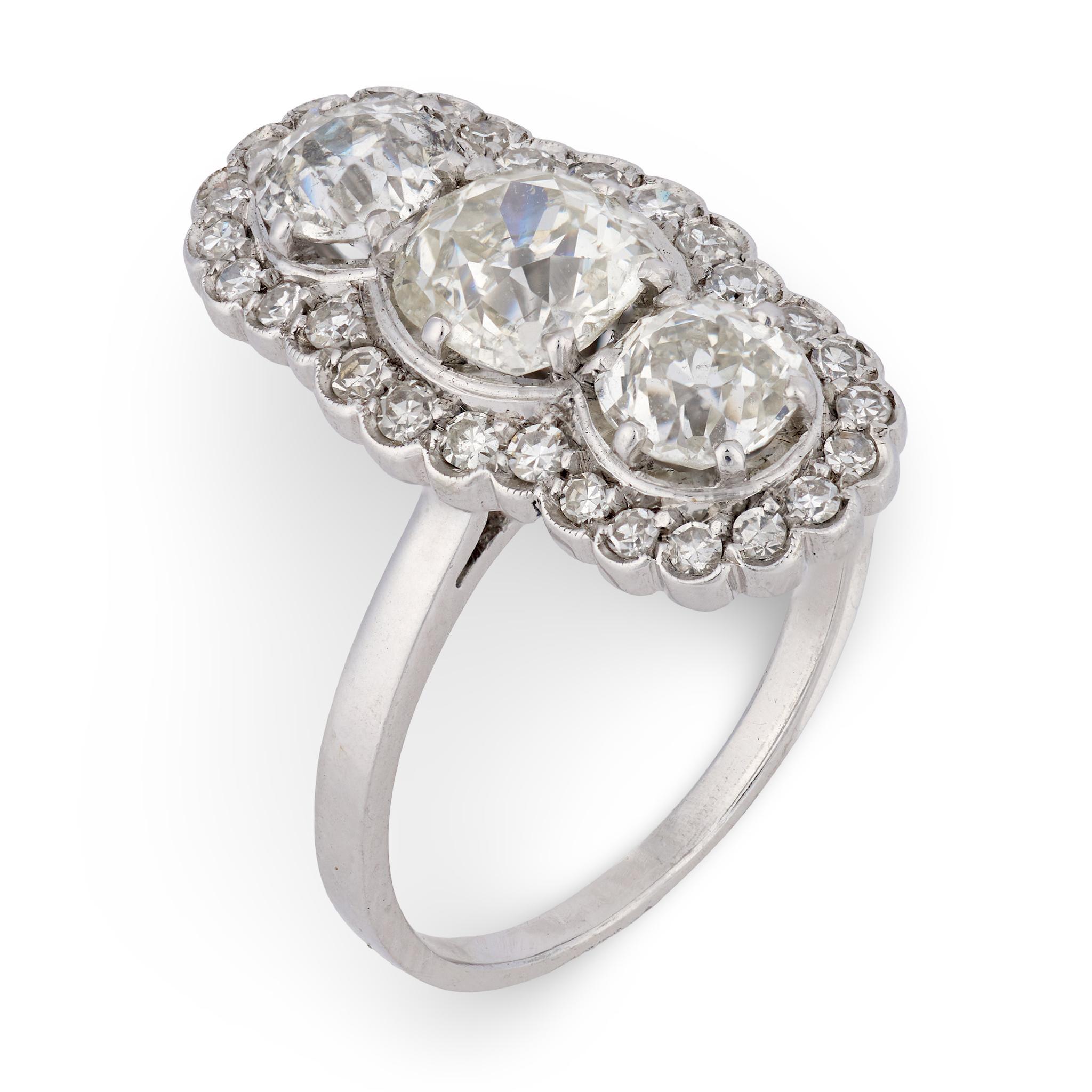 Art Deco old cut diamond platinum navette ring For Sale