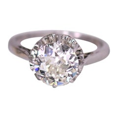 Antique Art Deco Old Cut Diamond Platinum Solitaire Engagement Ring
