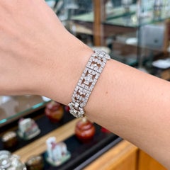 Art Deco Old Cut Diamond Statement Bracelet Platinum