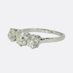 Art Deco Old Cut Diamond Three Stone Ring