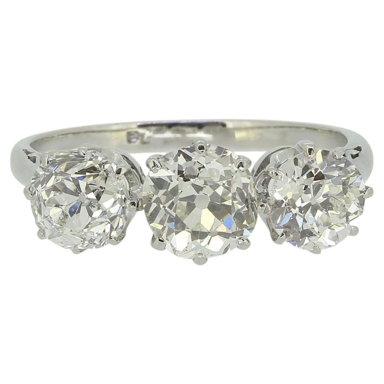 Art Deco Old Cut Diamond Three Stone Ring