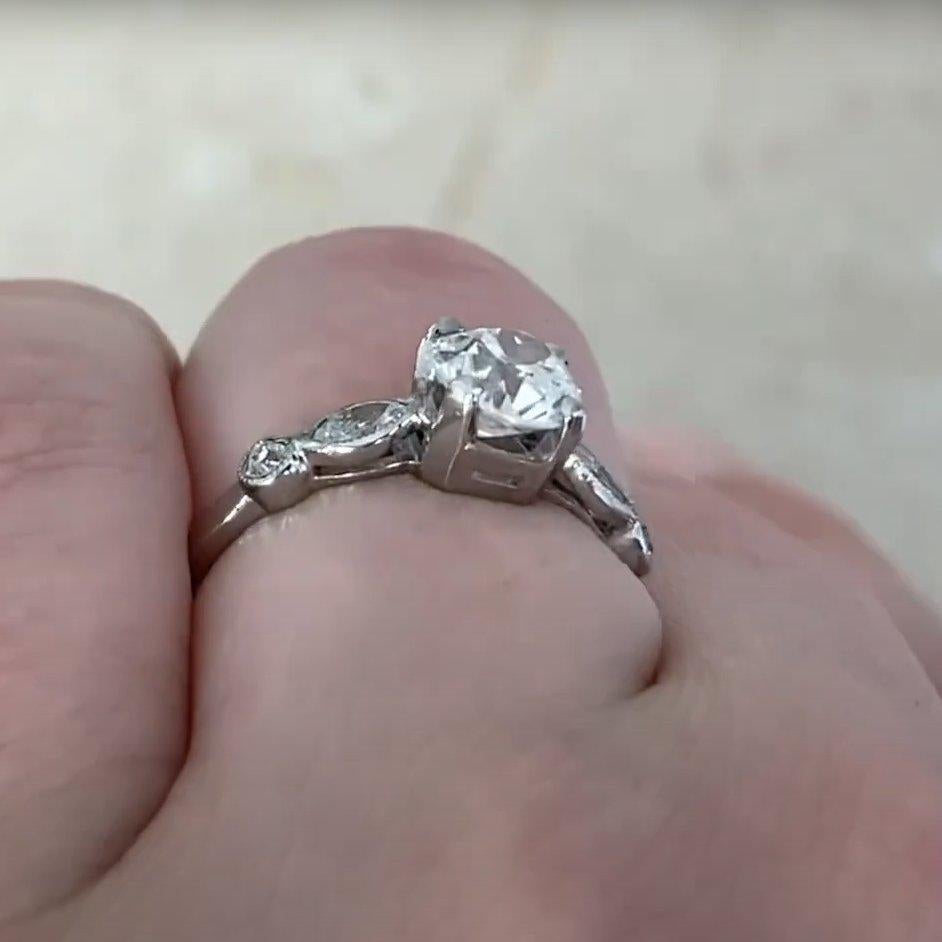 Anillo de compromiso de diamantes talla euro antiguo art déco (GIA aprox. 1,00 quilate) Platino Corte europeo antiguo en venta