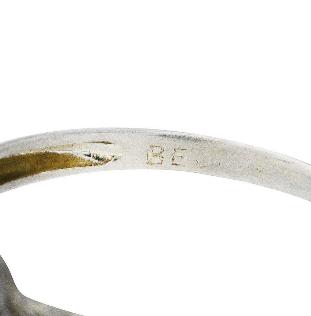 Art Deco Old European 1.34 Carats Diamond 18 Karat Octagonal Engagement Ring For Sale 3